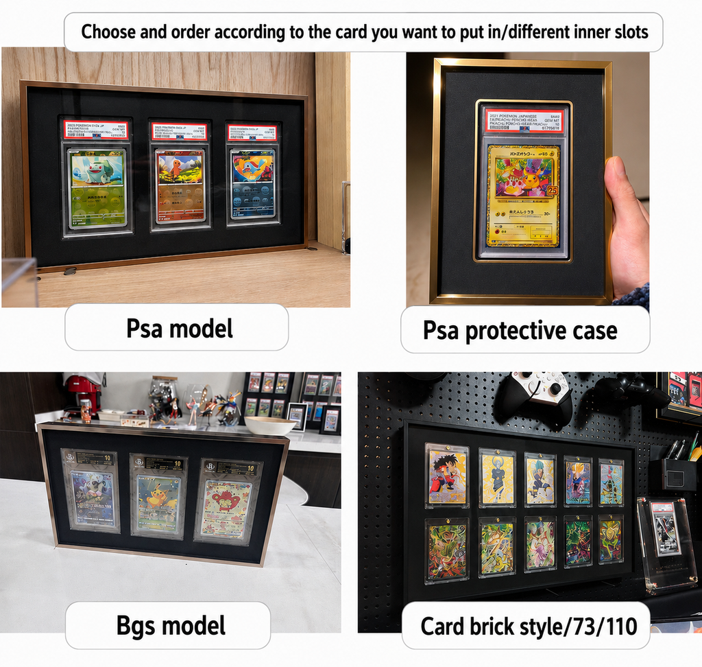 12 Aluminium Trading Card Display Frame Case | PSA, BGS & One Touch | Pokémon • MTG • Yu-Gi-Oh • One Piece • Sports Cards