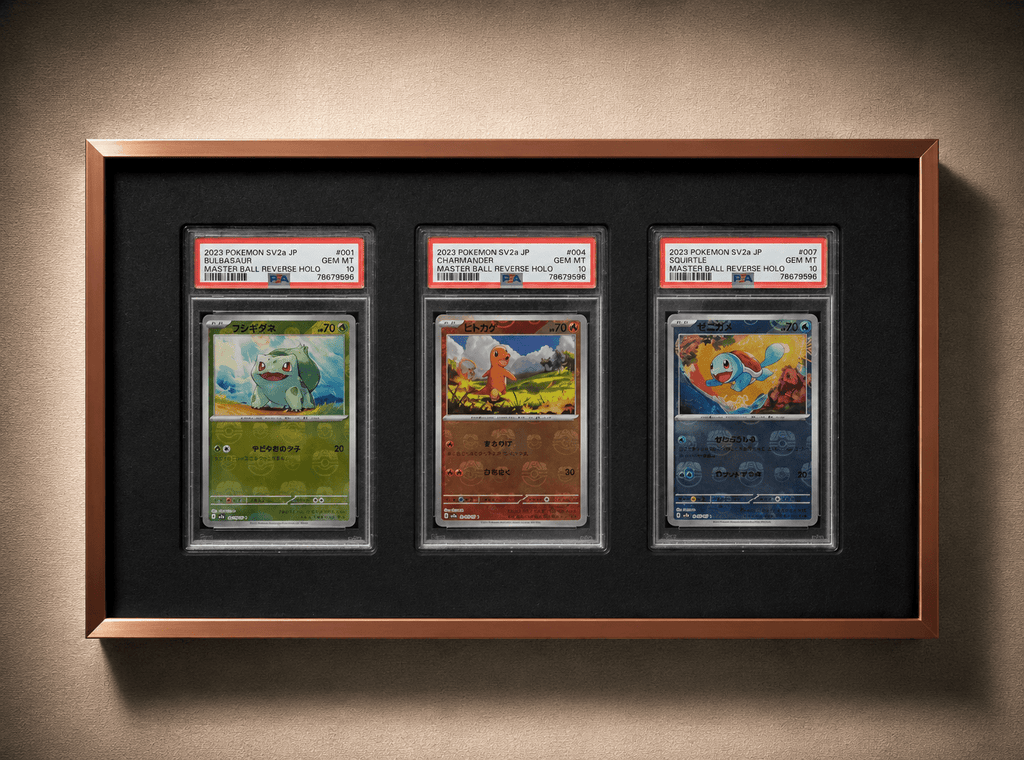 3 Grid Aluminium Trading Card Display Frame Case | PSA, BGS & One Touch | Pokémon • MTG • Yu-Gi-Oh • One Piece • Sports Cards - The Card Collective