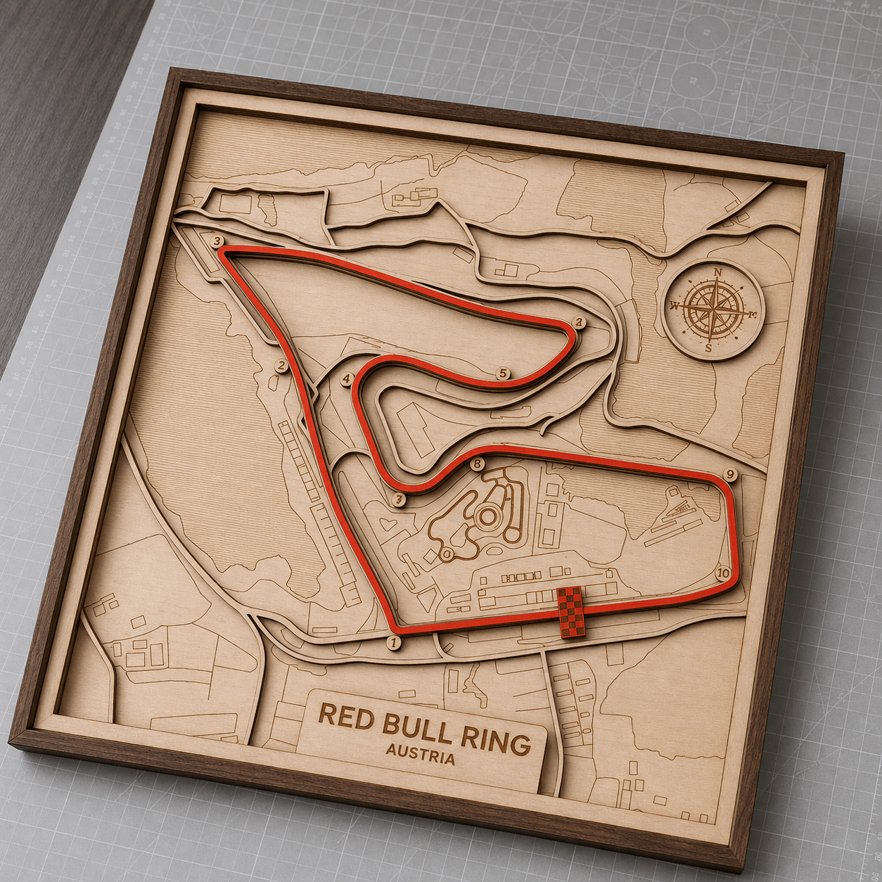 Red Bull Ring Circuit Wall Art | Laser Engraved Wood • Austrian GP • Motorsport Gift - The Card Collective
