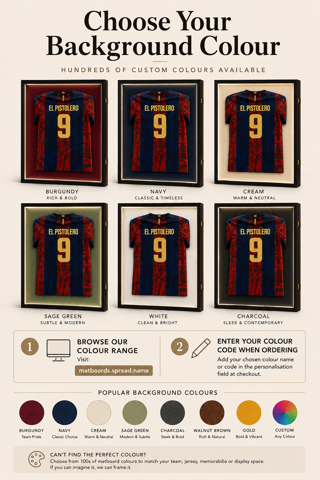 LED Sports Jersey Display Frame Case – Custom Colour Background | Football • Soccer • Basketball • Rugby • Baseball • Hockey