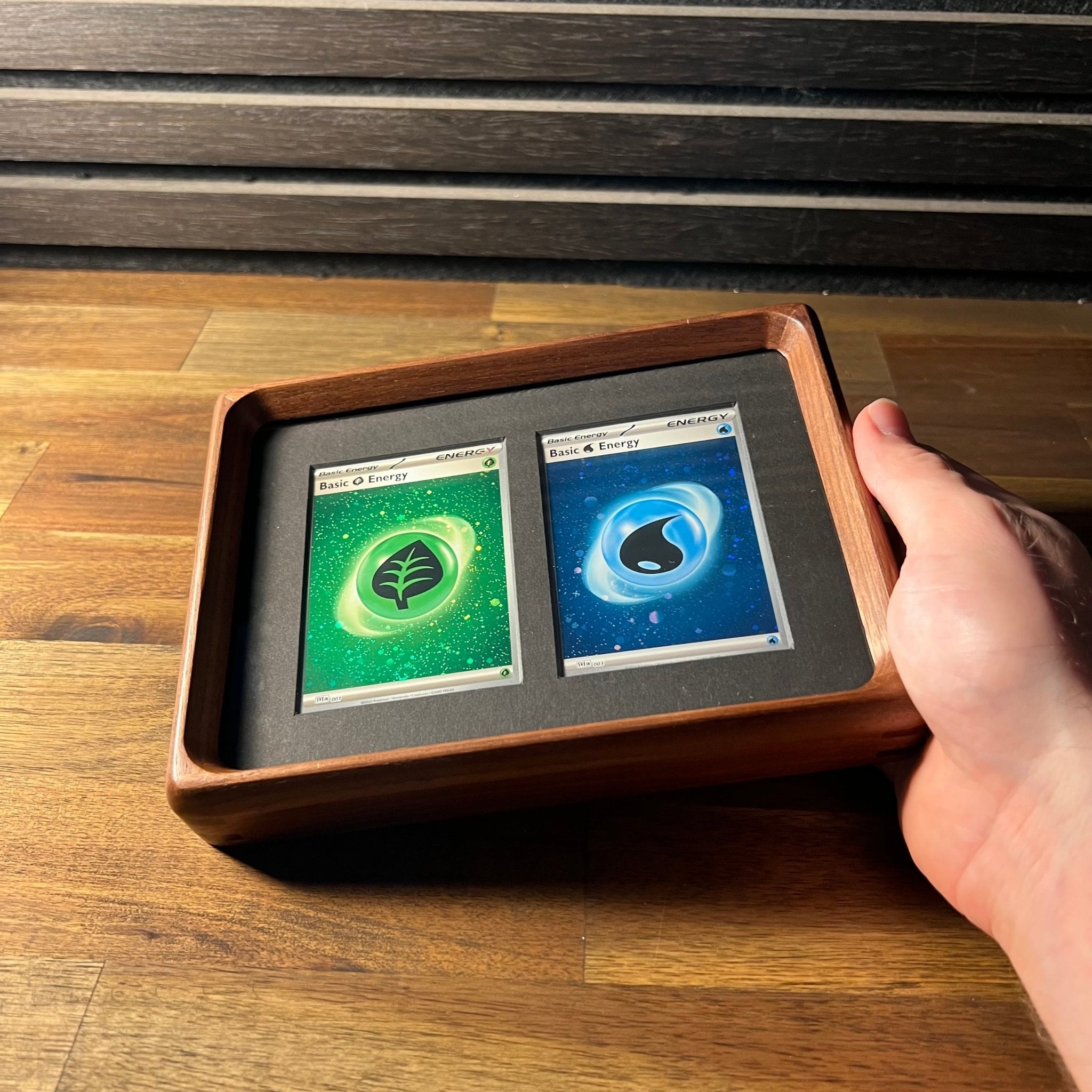 2 Card Trading Card Display Frame Case – Custom Arc I Curved Hardwood Frame | Pokémon • MTG • Yu - Gi - Oh • One Piece • Sports Cards - The Card Collective