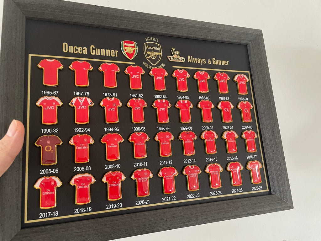 Football Club Evolution Jersey Display Frame | Soccer Memorabilia Gift | Manchester United, Arsenal & More - The Card Collective