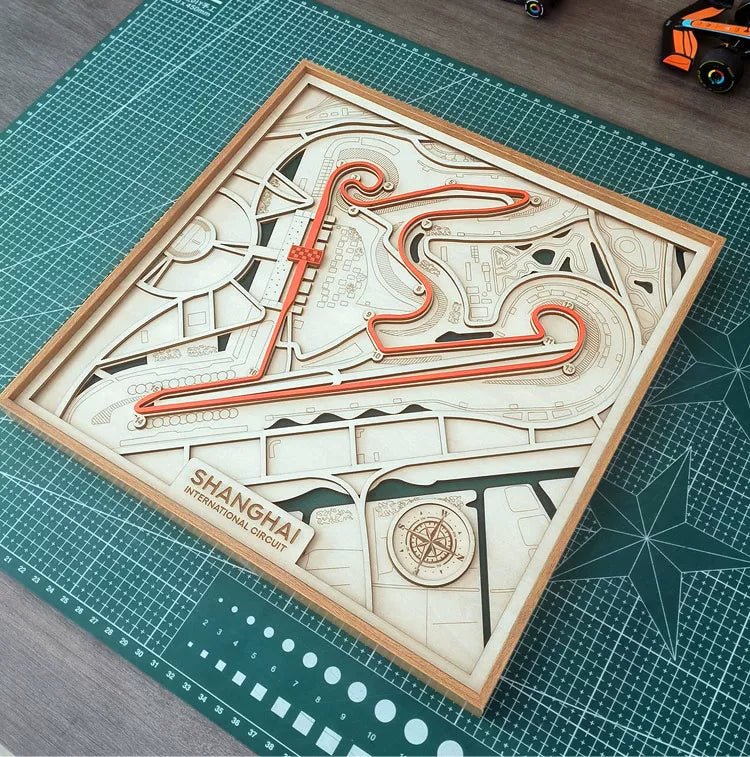Shanghai Circuit Wall Art | Laser Engraved Wood • Chinese GP • Motorsport Gift - The Card Collective
