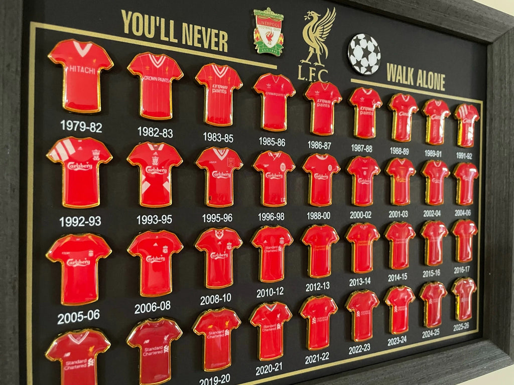 Football Club Evolution Jersey Display Frame | Soccer Memorabilia Gift | Manchester United, Arsenal & More - The Card Collective