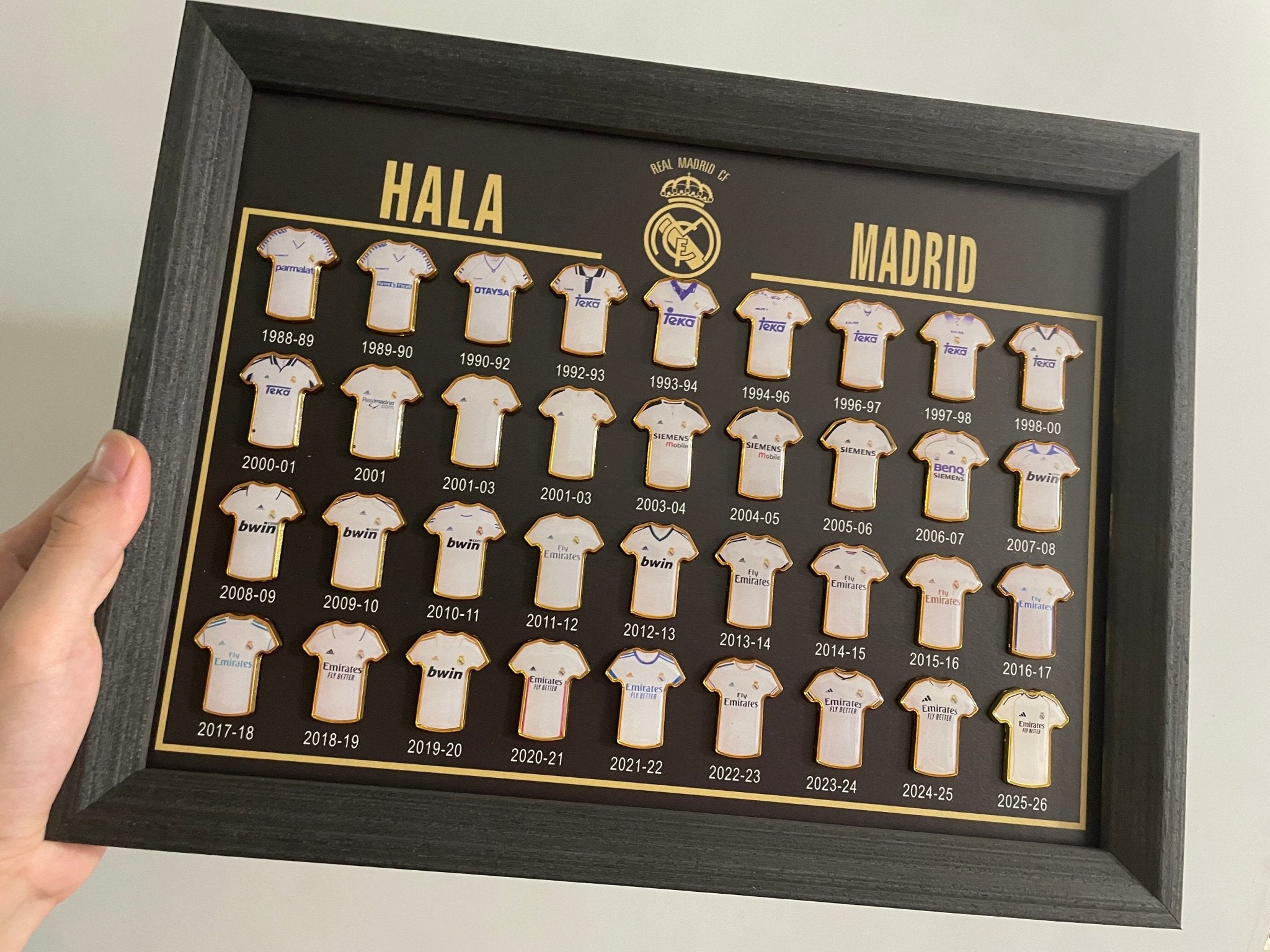 Football Club Evolution Jersey Display Frame | Soccer Memorabilia Gift | Manchester United, Arsenal & More - The Card Collective