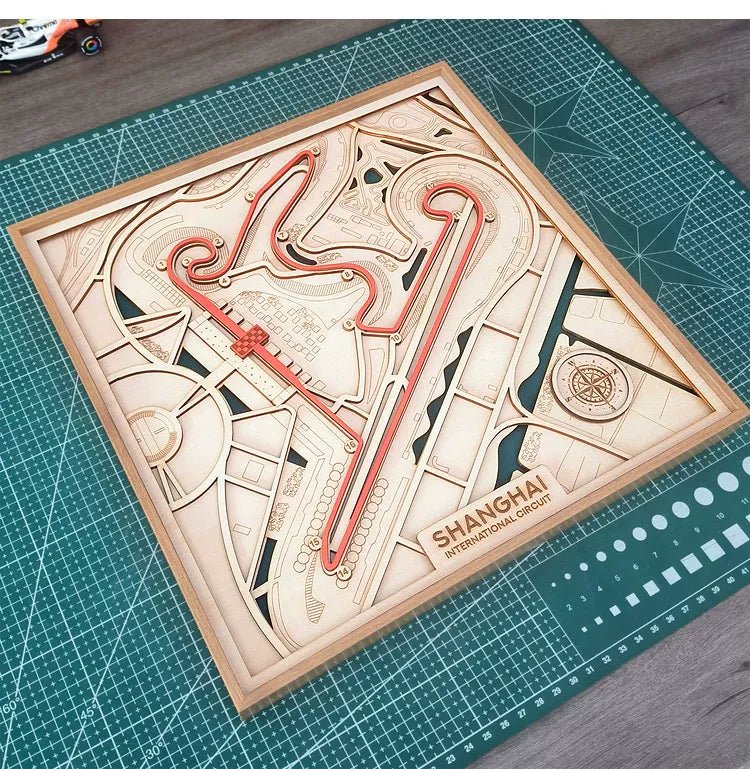 Shanghai Circuit Wall Art | Laser Engraved Wood • Chinese GP • Motorsport Gift - The Card Collective