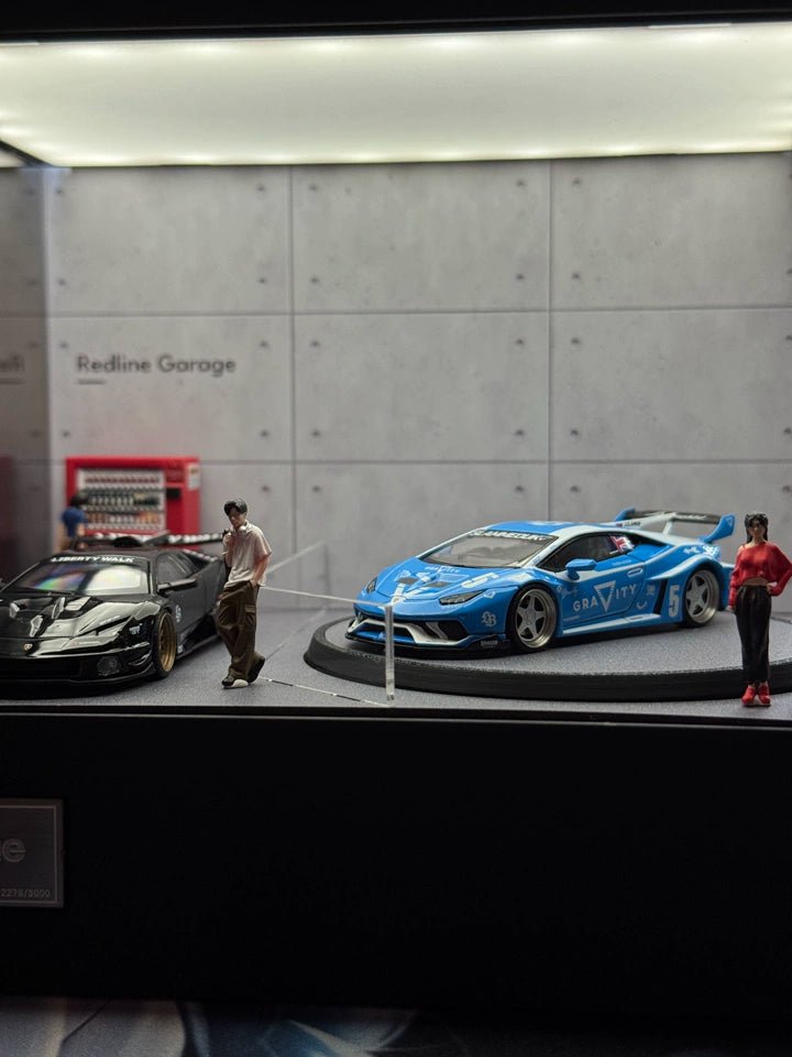 1/64 Rotating Acrylic Car Display Case Shelf | LED Display Box & Showroom Garage - The Card Collective