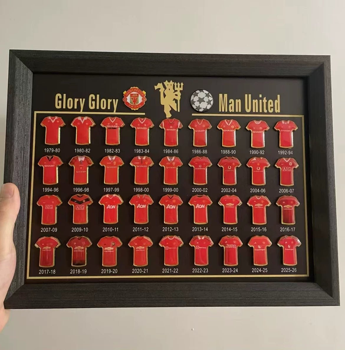 Football Club Evolution Jersey Display Frame | Soccer Memorabilia Gift | Manchester United, Arsenal & More - The Card Collective