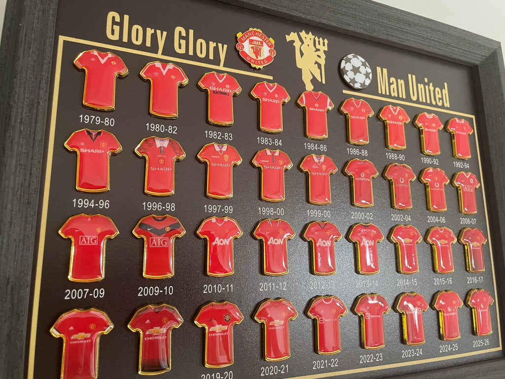 Football Club Evolution Jersey Display Frame | Soccer Memorabilia Gift | Manchester United, Arsenal & More - The Card Collective