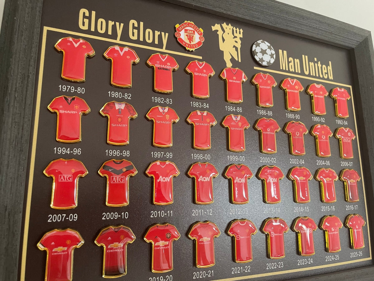 Football Club Evolution Jersey Display Frame | Soccer Memorabilia Gift | Manchester United, Arsenal & More - The Card Collective