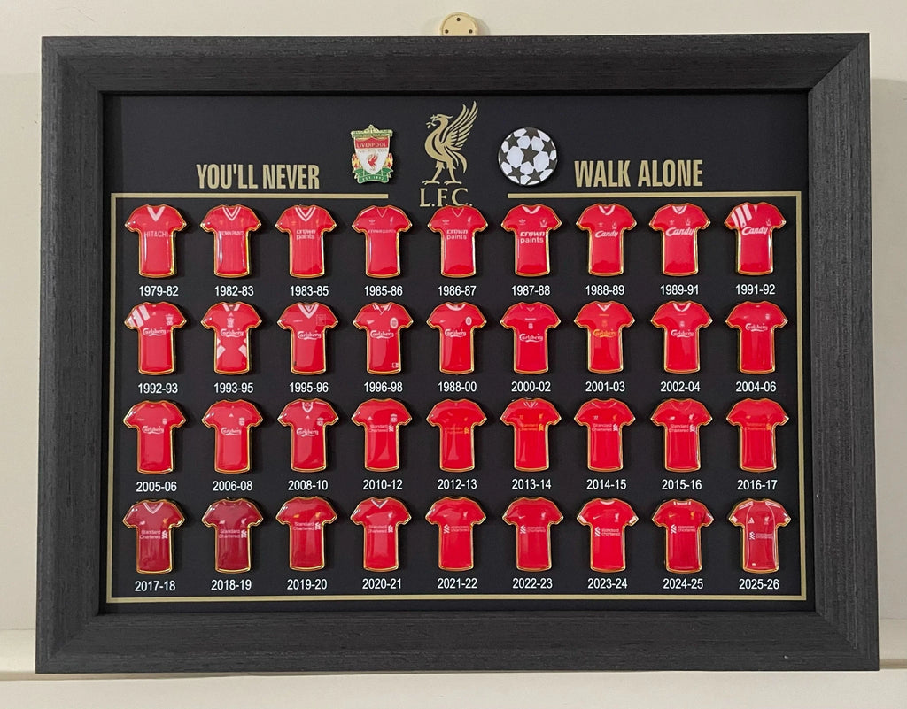 Football Club Evolution Jersey Display Frame | Soccer Memorabilia Gift | Manchester United, Arsenal & More - The Card Collective