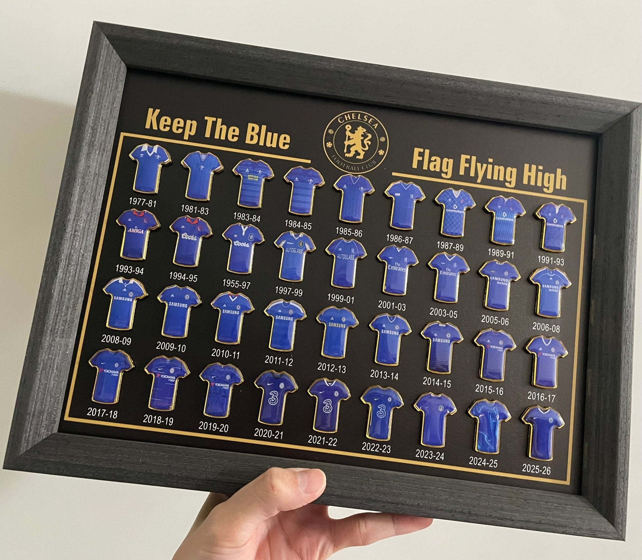 Football Club Evolution Jersey Display Frame | Soccer Memorabilia Gift | Manchester United, Arsenal & More - The Card Collective
