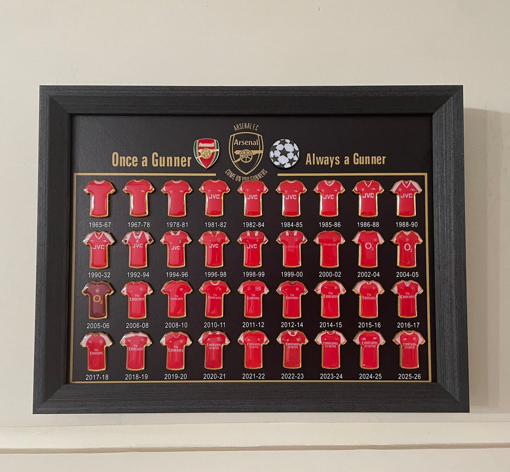 Football Club Evolution Jersey Display Frame | Soccer Memorabilia Gift | Manchester United, Arsenal & More - The Card Collective