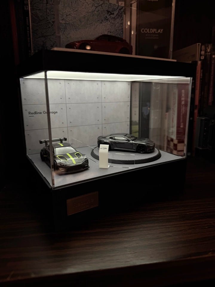 1/64 Rotating Acrylic Car Display Case Shelf | LED Display Box & Showroom Garage - The Card Collective