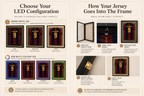 LED Sports Jersey Display Frame Case – Custom Colour Background | Football • Soccer • Basketball • Rugby • Baseball • Hockey