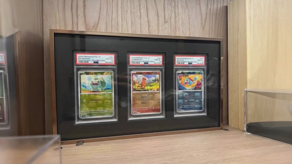 3 Grid Aluminium Trading Card Metal Display Frame Case | PSA, BGS & One Touch | Pokémon • MTG • Yu-Gi-Oh • One Piece • Sports Cards
