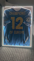 LED Sports Jersey Display Frame Case – Custom Colour Background | Football • Soccer • Basketball • Rugby • Baseball • Hockey