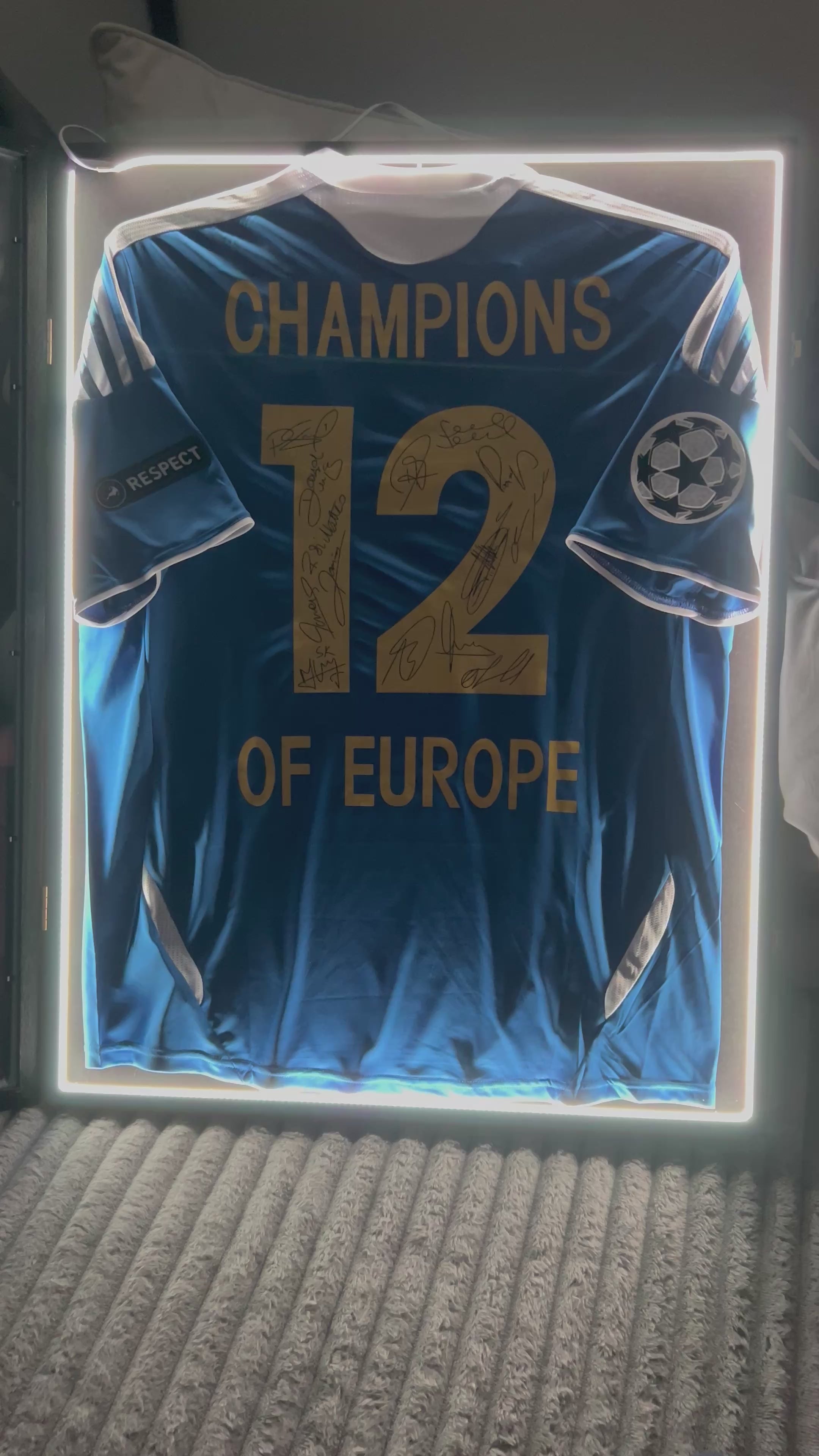 LED Sports Jersey Display Frame Case – Custom Colour Background | Football • Soccer • Basketball • Rugby • Baseball • Hockey