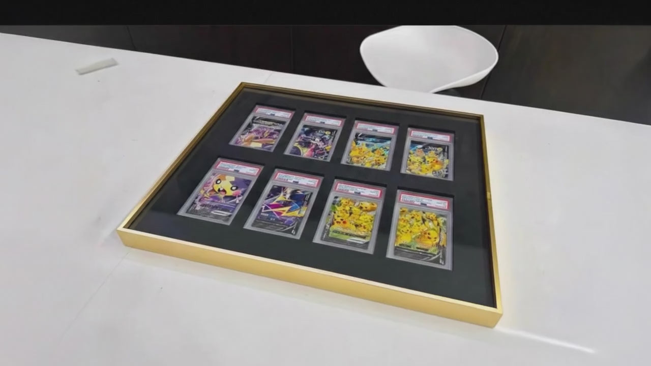 8 Grid Aluminium Trading Card Metal Display Frame Case | PSA, BGS & One Touch | Pokémon • MTG • Yu-Gi-Oh • One Piece • Sports Cards