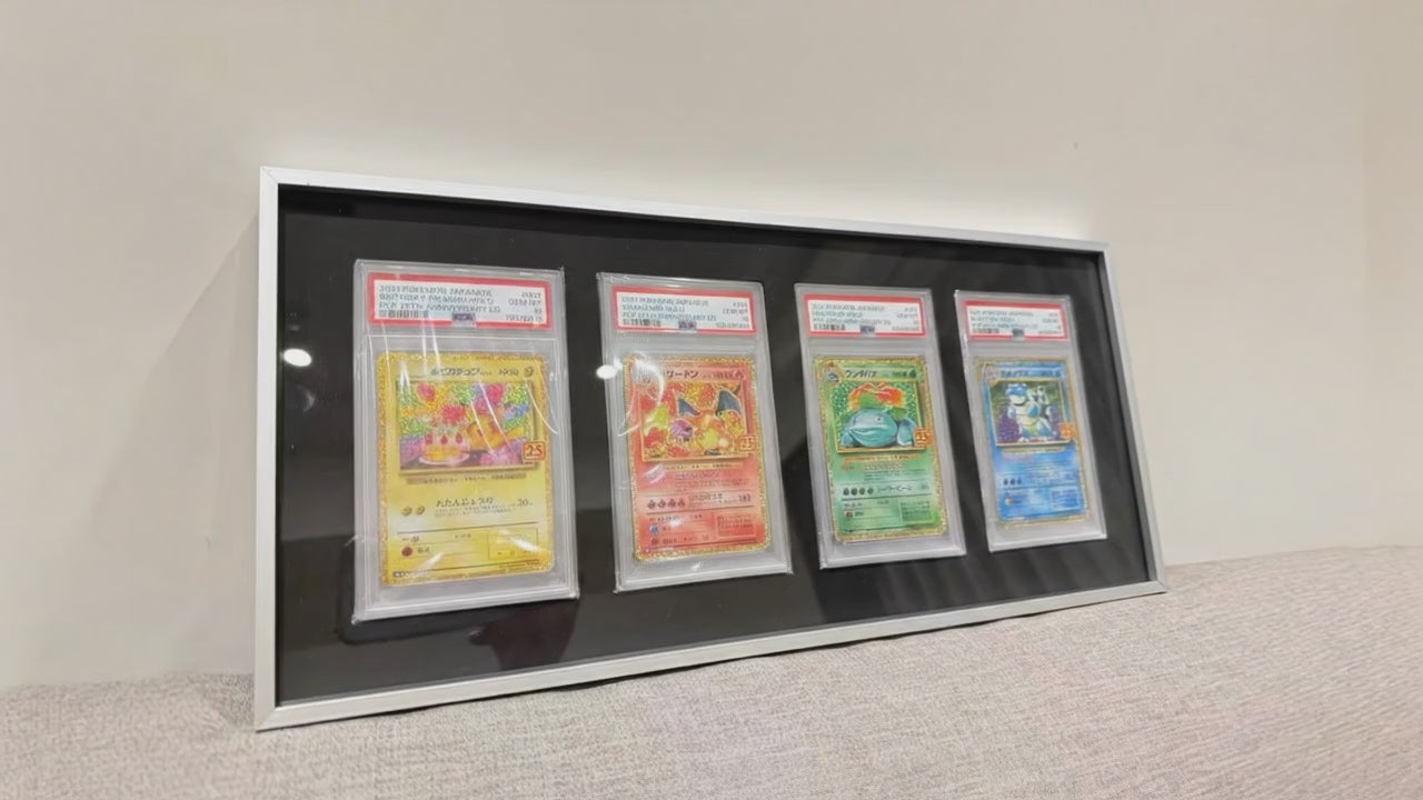 4 Grid Aluminium Trading Card Metal Display Frame Case | PSA, BGS & One Touch | Pokémon • MTG • Yu-Gi-Oh • One Piece • Sports Cards
