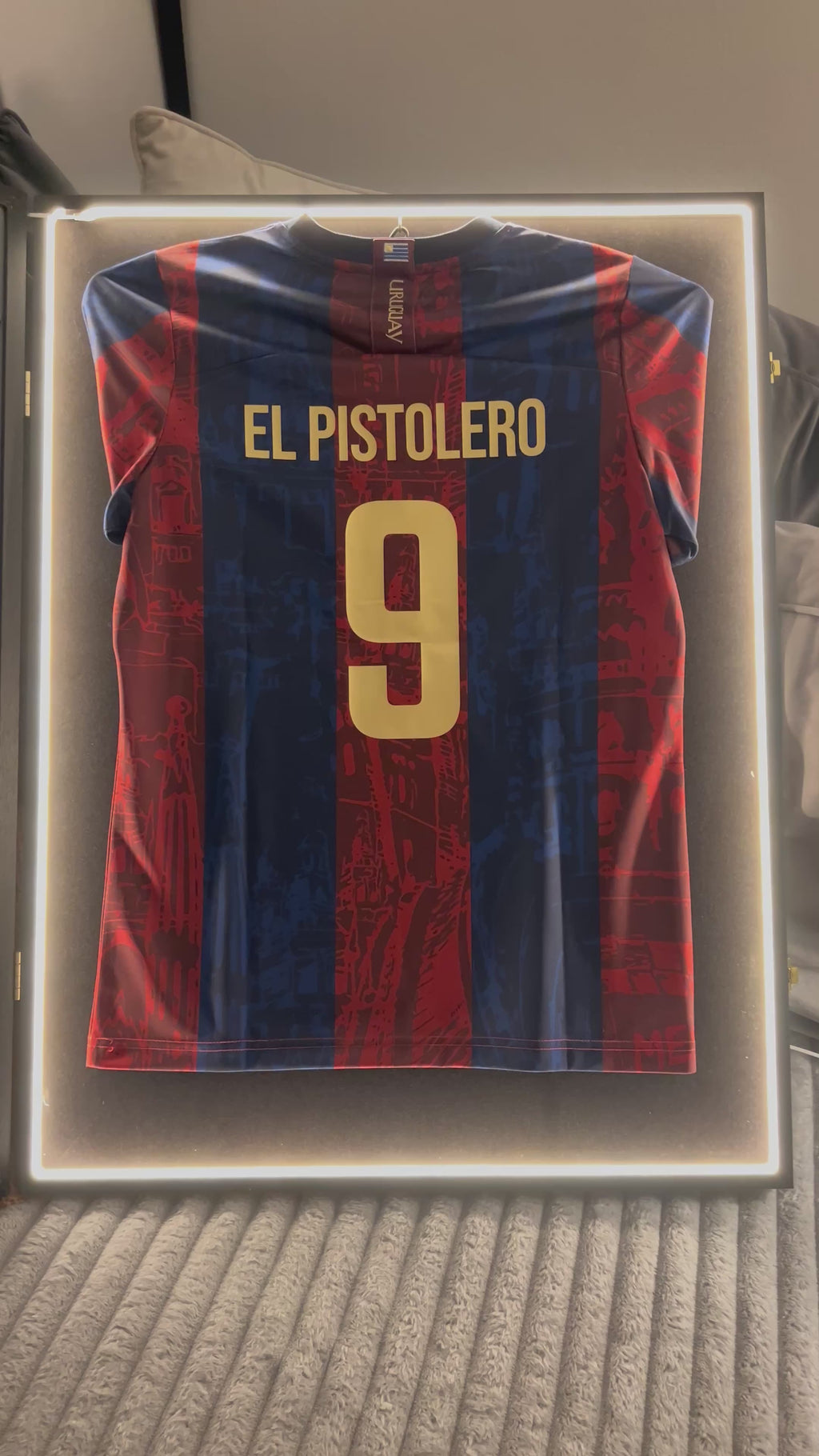 LED Sports Jersey Display Frame Case – Custom Colour Background | Football • Soccer • Basketball • Rugby • Baseball • Hockey